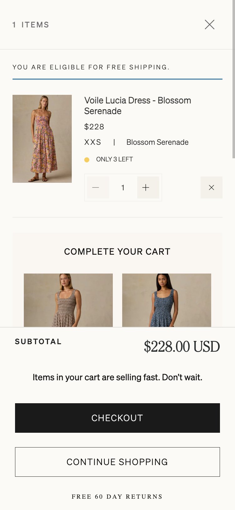 Faherty Brand — Cart (Mobile)