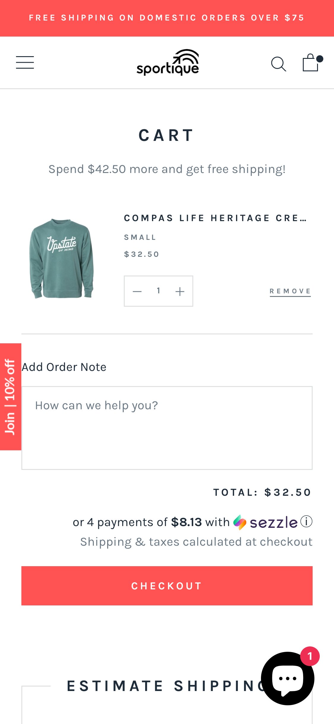 Sportique — Cart (Mobile)