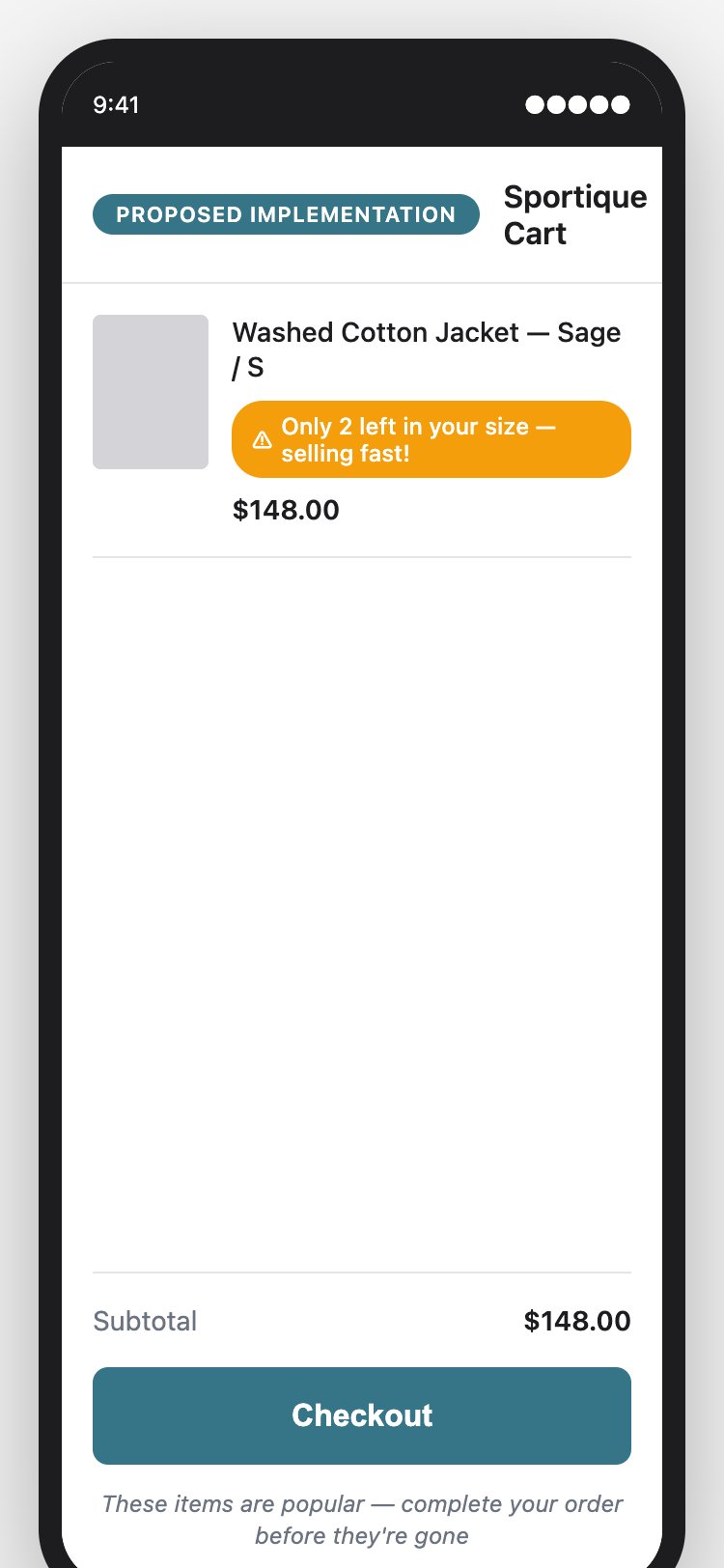 Proposed Implementation — Sportique Cart