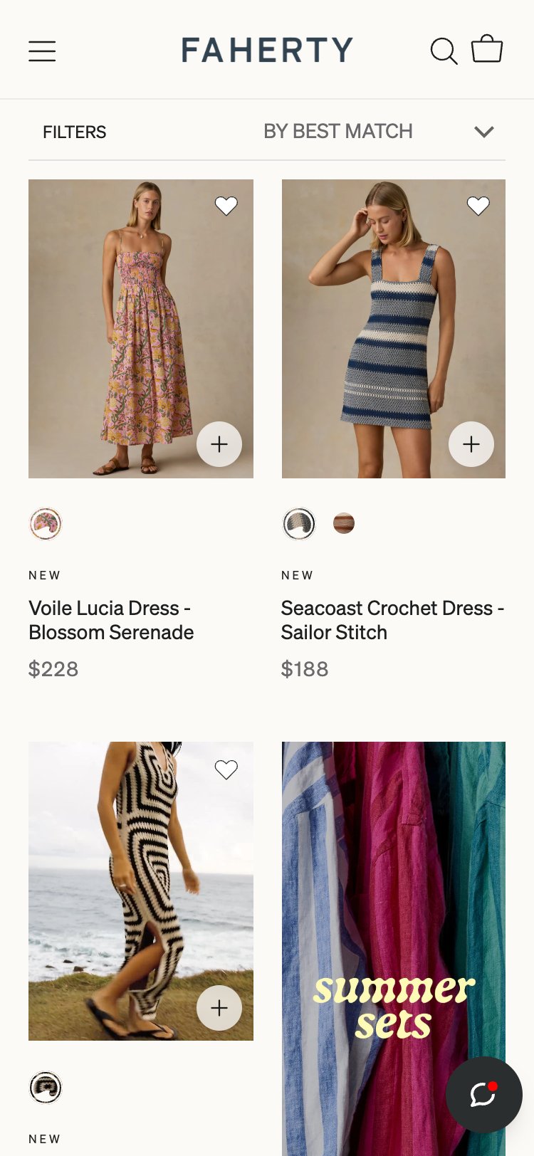 Faherty Brand — Collection Filters (Mobile)